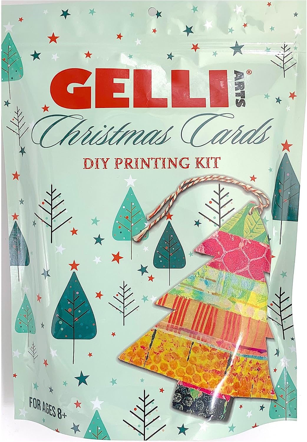Gelli Arts Christmas Card Kit - Printing Kit with 5 X 5 Gel Printing Plate, DIY Postcards and Printmaking Supplies, Gel Print Set for Beginners, Handmade Card Set
