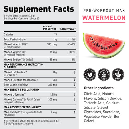 Kaged Pre Workout MAX Powder | Blue Raspberry | Tingle Free, High Stim Pre-Workout | 305 mg Caffeine, Creatine, L-Citrulline | MAXCatalyst for Absorption | Supplements for Men & Women | 20 Servings
