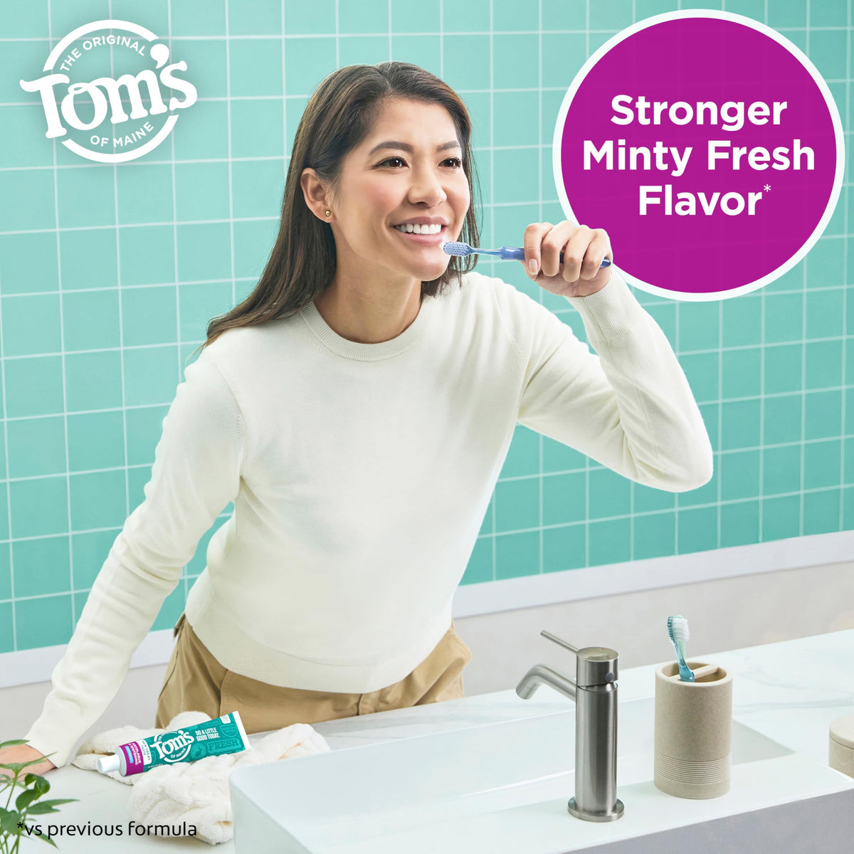 Suplement ​Tom's of Maine Fluoride-Free Antiplaque & Whitening Natural Toothpaste, Peppermint, 5.5 oz. (Pack of 2) - VelvetGlow USA