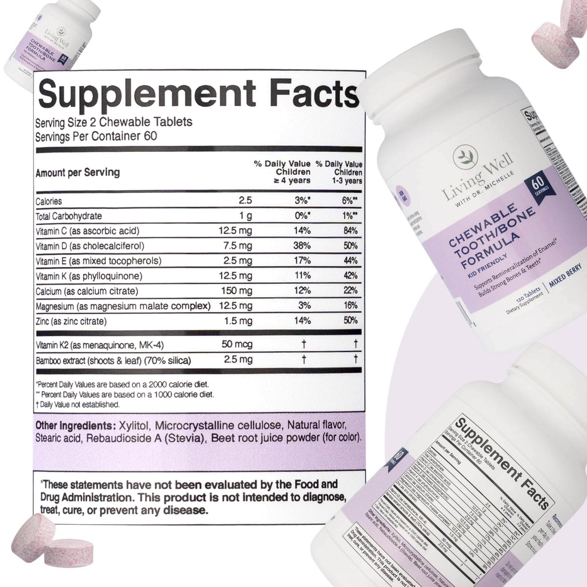 Kids Tooth & Bone Support Bundle | Chewable Calcium + D3 K2 & Liquid Vitamin D Supplement | Dentist-Developed | Strong Teeth, Enamel & Bone Health for Kids | Fluoride-Free, Non-GMO, Gluten-Free Living Well with Dr. Michelle buy supplements Au