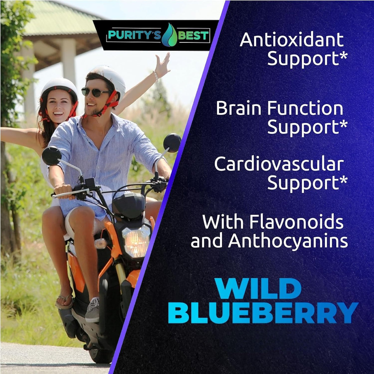 Suplement ​Purity’s Best Wild Blueberry Extract, Rich in Flavonoids & Anthocyanins, Antioxidant Support for Brain & Heart Health, 4-Month Supply - VelvetGlow USA