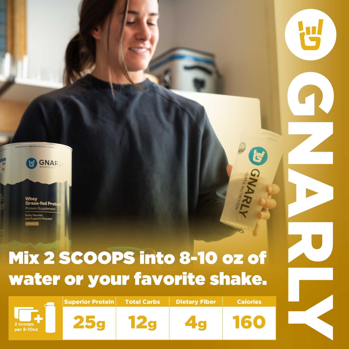 Gnarly Nutrition Vanilla Protein Powder – NSF Sport Certified – 25g Protein, Muscle Repair – Grass Fed Whey Powder, Smooth Taste – Vanilla, 32 oz