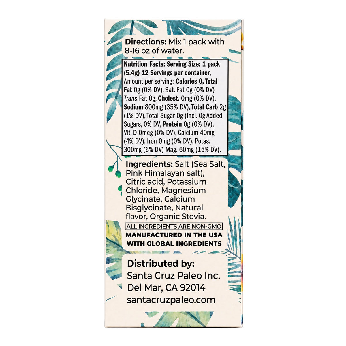 Santa Cruz Paleo Electrolyte Powder Sticks, Acai, Magnesium, Potassium, 12 Servings