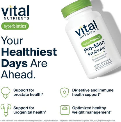 Hyperbiotics Vital Nutrients Pro Men Probiotics | Vegan Advanced Probiotics for Men | Clinically Studied for Prostate Health, Digestive Balance and Gut Health | Gluten, Dairy, Soy Free | 60 Tablets