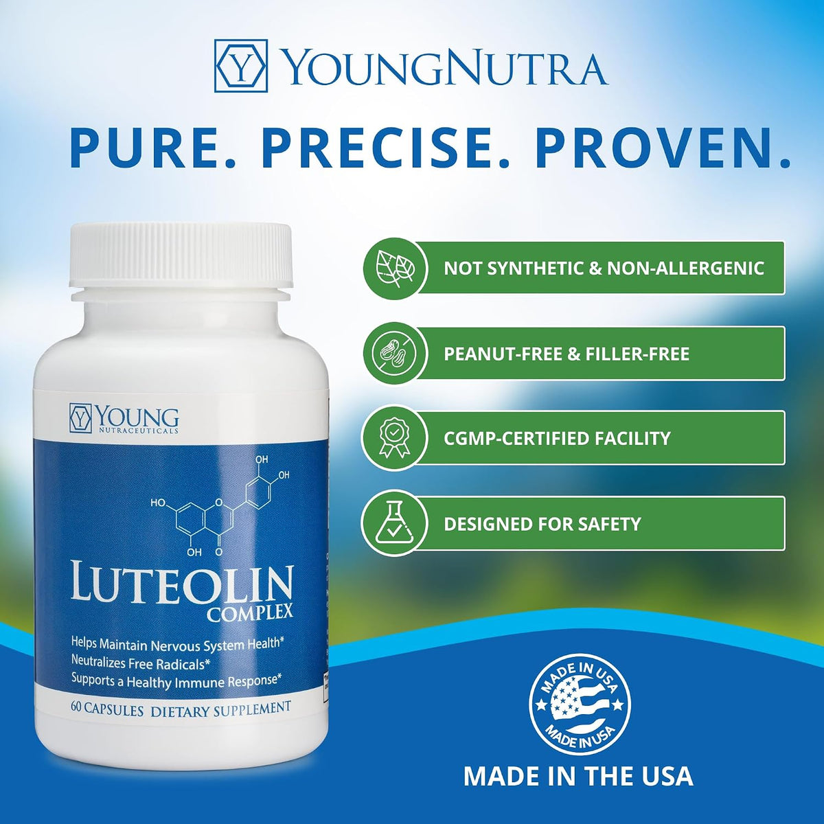 Mirica YoungNutra Luteolin Complex - Supports a Healthy Immune Response and Helps Maintain Nervous System Health* - 60 Capsules