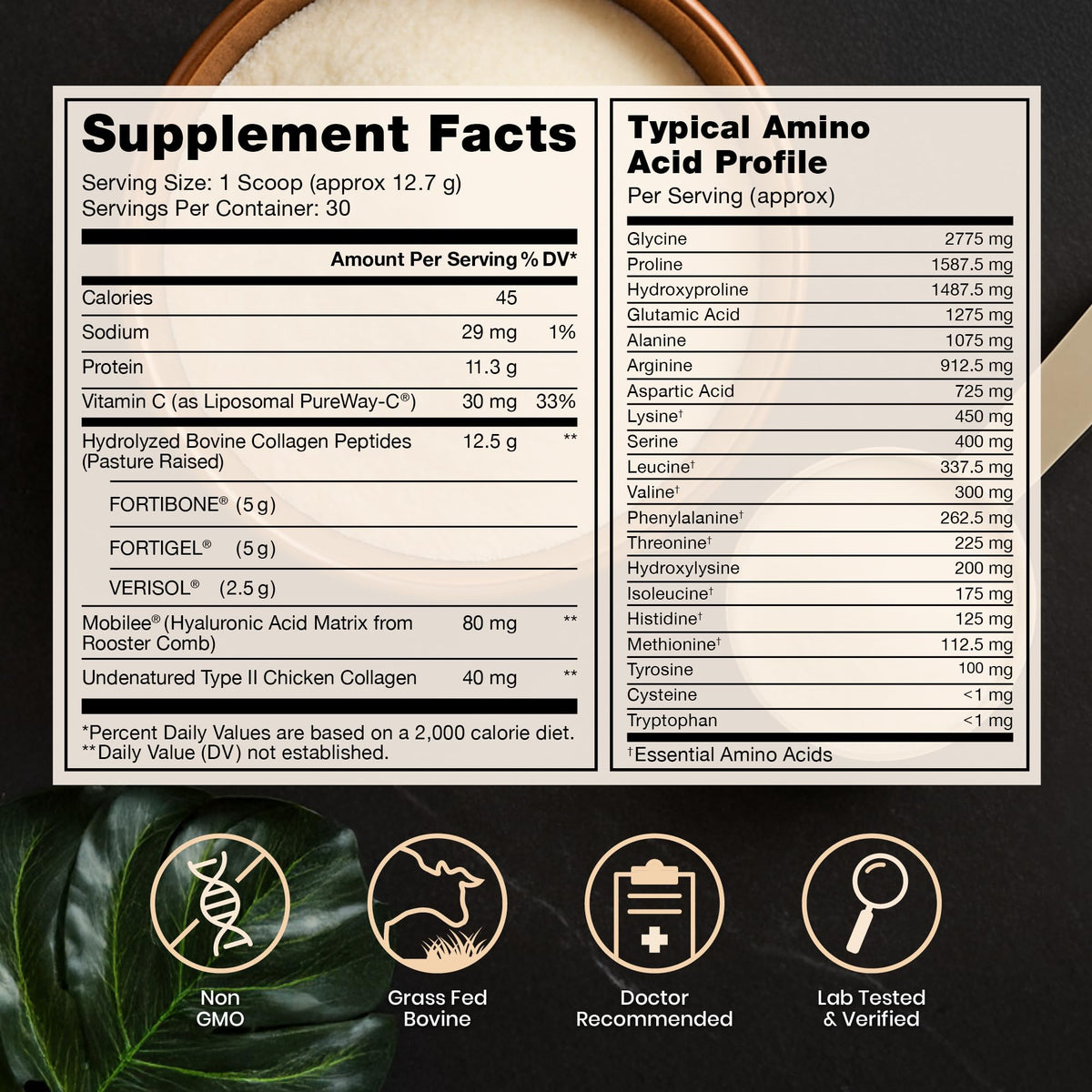 Pure Therapro Rx TriActive Collagen Plus, Collagen Powder for Hair, Skin, Nails, Bones & Joints, Hydrolyzed Collagen Powder w/Patented Peptides, Multi Collagen Protein Powder (Unflavored)