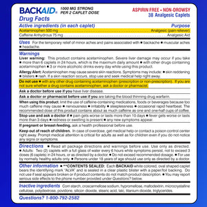Backaid Maximum Strength Aspirin-Free Pain Relief from Backache, Sciatica and Leg Pain, Powerful Combination, Long-Lasting 6 Hour Formula, 38 Count BackaidBuy Supplements Australia