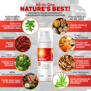 Vita Sciences Nervex Powerful Neuropathy Cream: Advanced Natural Relief for Peripheral Neuropathy, Fibromyalgia, and Fast Comfort Treatment for Feet, Hands, Legs, and Toes Vita SciencesBuy Supplements Australia