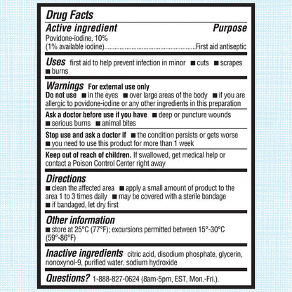 Betadine Antiseptic First Aid Solution, Povidone-Iodine 10%, Infection Protection, Kills Germs in Minor Cuts Scrapes and Burns, No Sting Promise, No Alcohol or Hydrogen Peroxide, 8 FL OZ