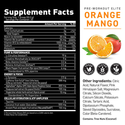 Kaged Pre Workout Elite Powder | Strawberry Lemonade | Pre-Workout with Creatine, Beta Alanine, L-Citrulline, Natural Caffeine | 20 Servings