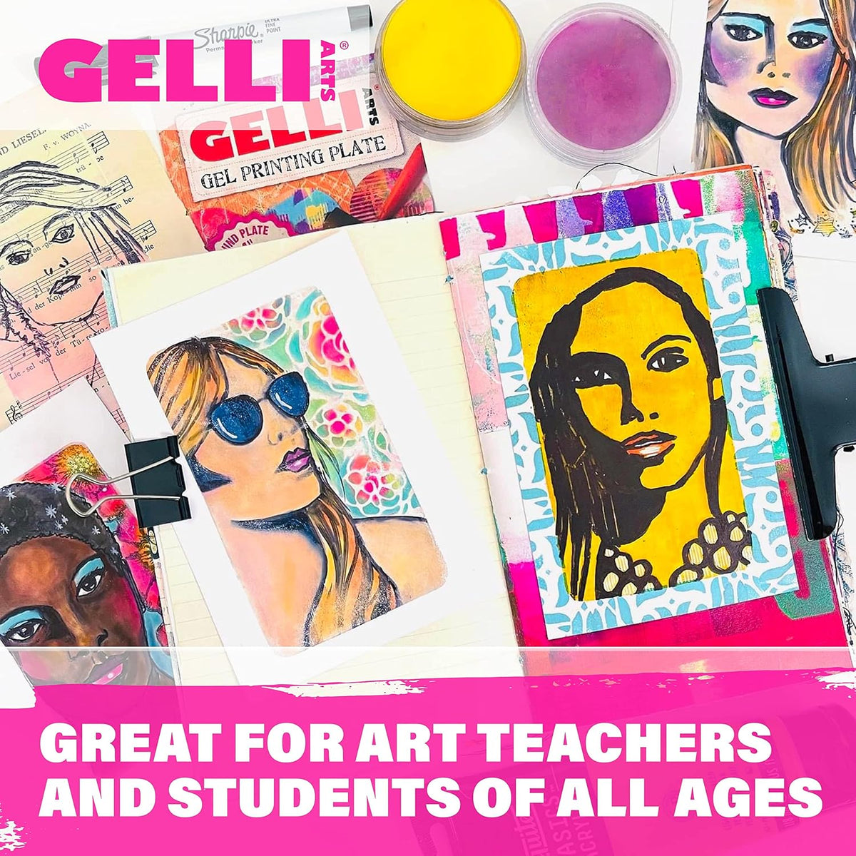 Gelli Arts 5" X 5" 10 Plates Gel Printing Plates - Gel Plate Class Pack, Reusable Printing Items, Printmaking Supplies for School, Clear Monoprinting, Items for Art Classes