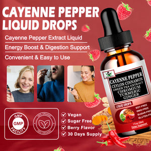 Cayenne Pepper Drops, High Absorption 6-in-1 Liquid Cayenne Pepper Supplement w/Ceylon Cinnamon, Green Tea Extract, Turmeric, Organic Liquid Drops Than Cayenne Capsules Powder Vita letuo buy supplements Au