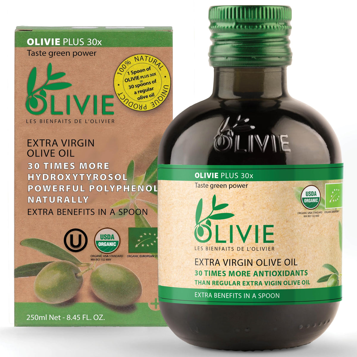 Suplement ​Organic High Polyphenol Extra Virgin Olive Oil, 30x More Hydroxytyrosol, Polyphenols 1250 mg/kg & Antioxidants, Research-Backed, OLIVIE PLUS 30X, Pure Cold Pressed EVOO - VelvetGlow USA