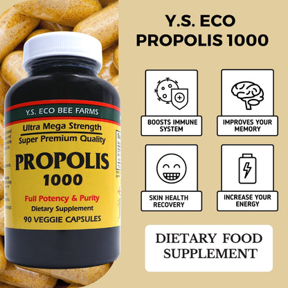 Y.S. Organic Bee Farms Propolis-Raw Unprocessed 1000mg - Your Gateway to Wellness - 90 Capsules with Bonus worldwidenutrition Multi Purpose Key Chain Worldwide Nutrition buy supplements Au