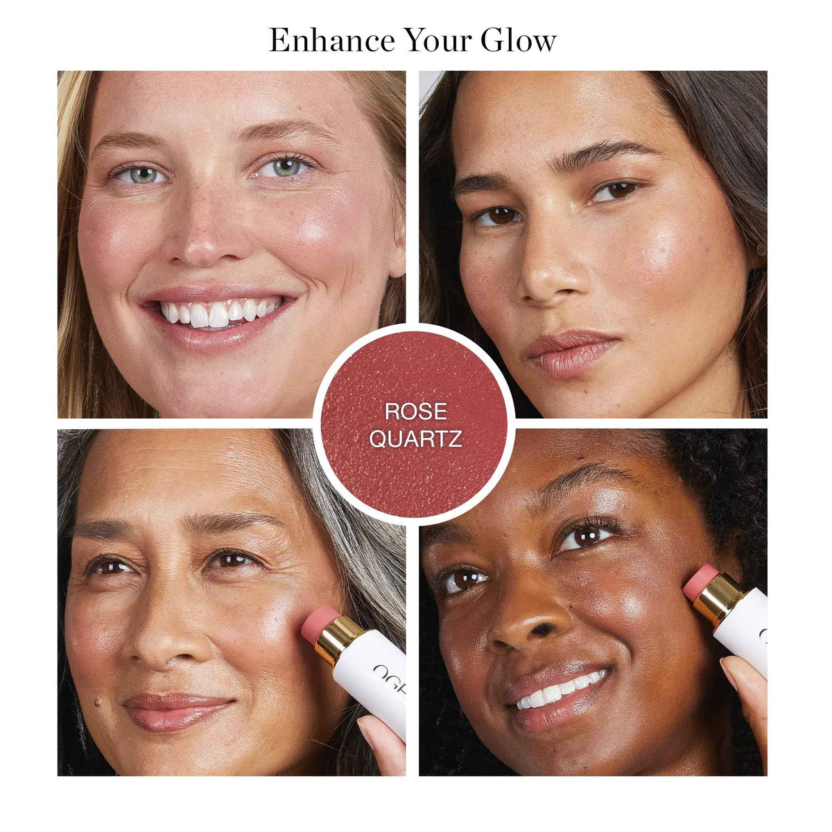Ogee Sculpted Face Stick (ROSE QUARTZ - ROSE BLUSH) Certified Organic Blush Stick - Multi-Use Cream Blush Stick for Cheeks, Lips & Face