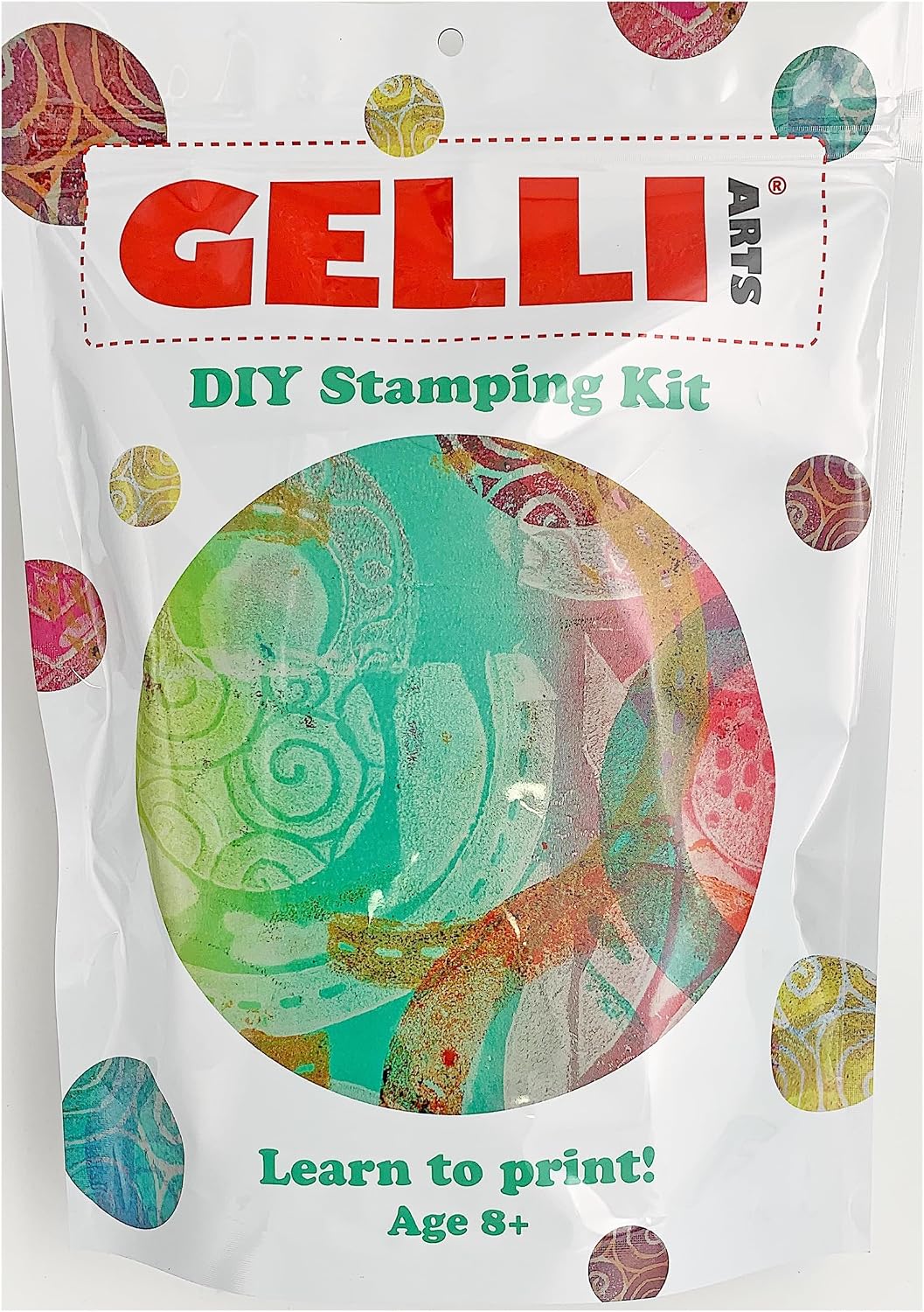 Gelli Arts Stamp Kit with Reusable 5 x 5 Printing Plate, DIY Stamp-Making and Monoprinting Set with Foam Sheets, Cardstock, Roller and Yarn