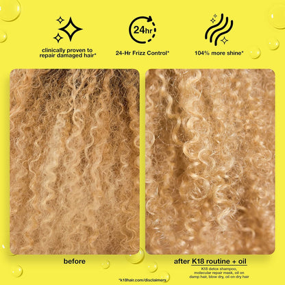 K18 Detox Shampoo & Hair Oil Bundle - Color Safe Detox Clarifying Shampoo (8.5oz) to remove build up, and Weightless Hair Strengthening Oil (30ml)