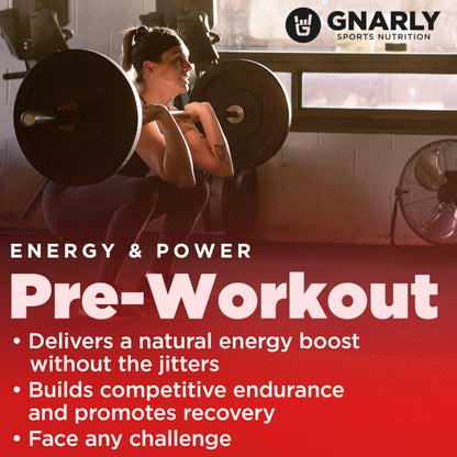 Gnarly Nutrition Natural Pre-Workout Powder, Strawberry Lemonade – NSF Sport Certified, Endurance & Recovery – Vegan Pre-Workout, Sports Nutrition – Strawberry Lemonade with Caffeine, 14.82 oz
