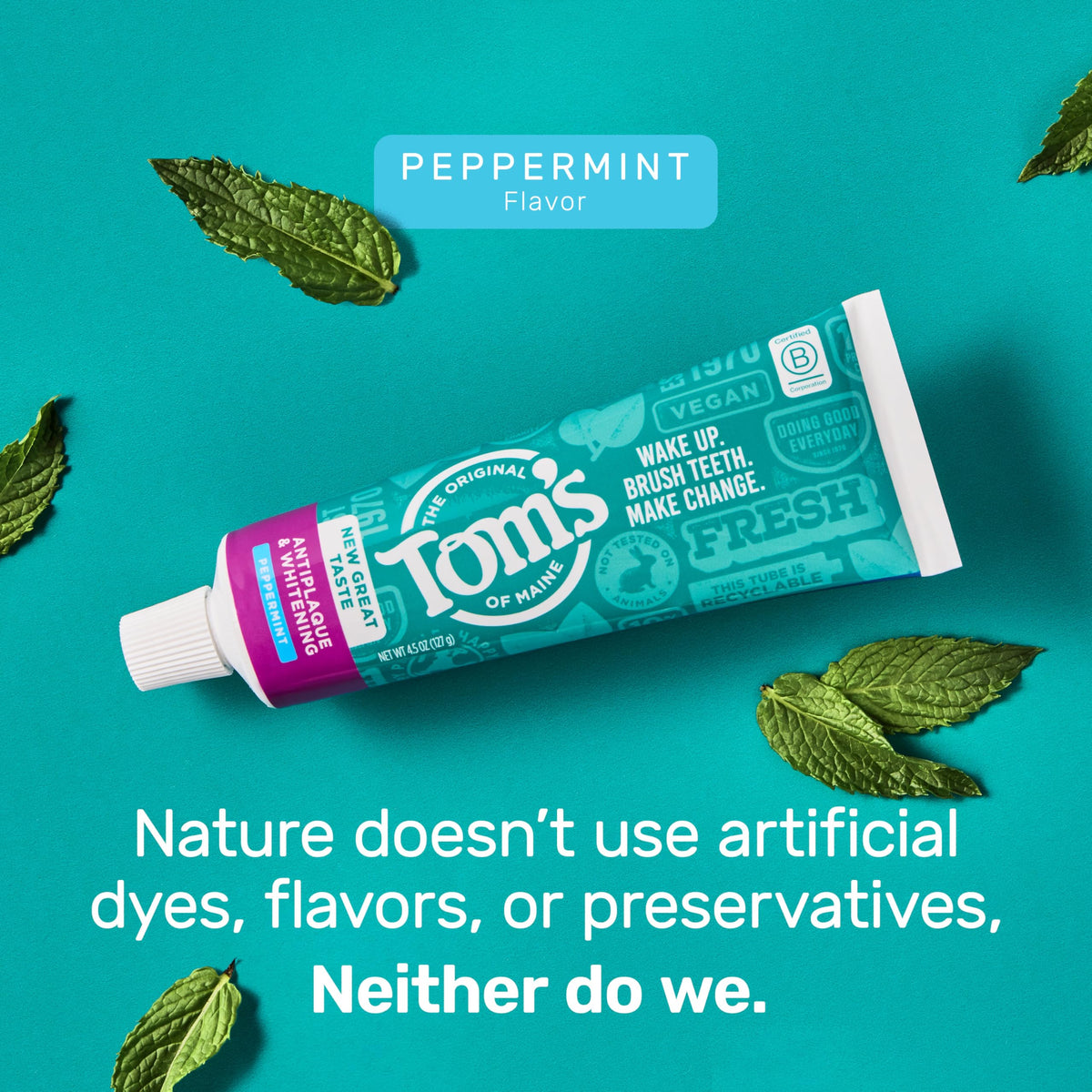Suplement ​Tom's of Maine Fluoride-Free Antiplaque & Whitening Natural Toothpaste, Peppermint, 5.5 oz. (Pack of 2) - VelvetGlow USA