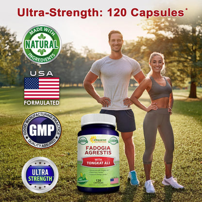 aSquared Nutrition Fadogia Agrestis 1000mg & Ali 400mg - 120 Capsules - Fadogia Agrestis Extract Supplement and Powder Complex Pills
